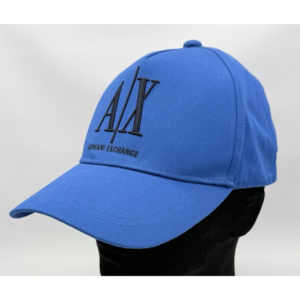 Armani Exchange Royal Blue & Black Embroidered Logo Snap Back Baseball Cap NWOT